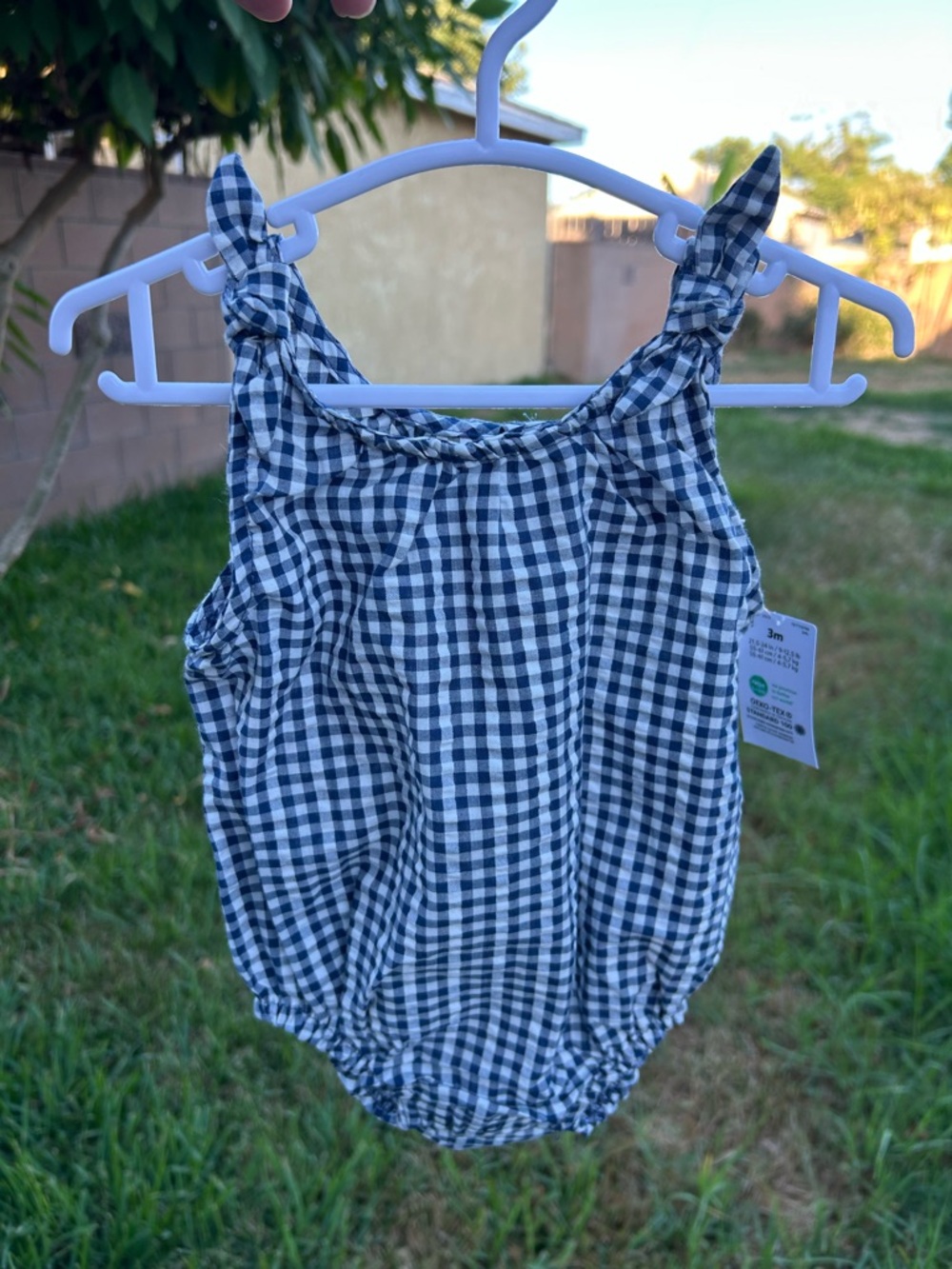Carter's Black and White Gingham Bubble Romper